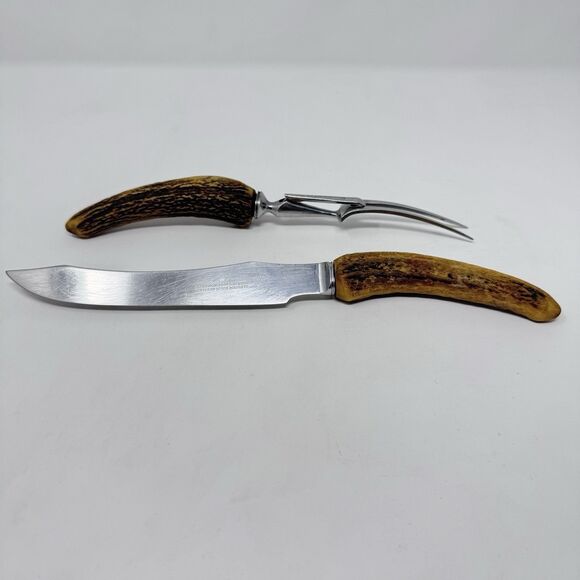 Vintage Sheffield Harrison Bros & Howson Cutlers to His Majesty Carving Set Stag - Picture 1 of 9